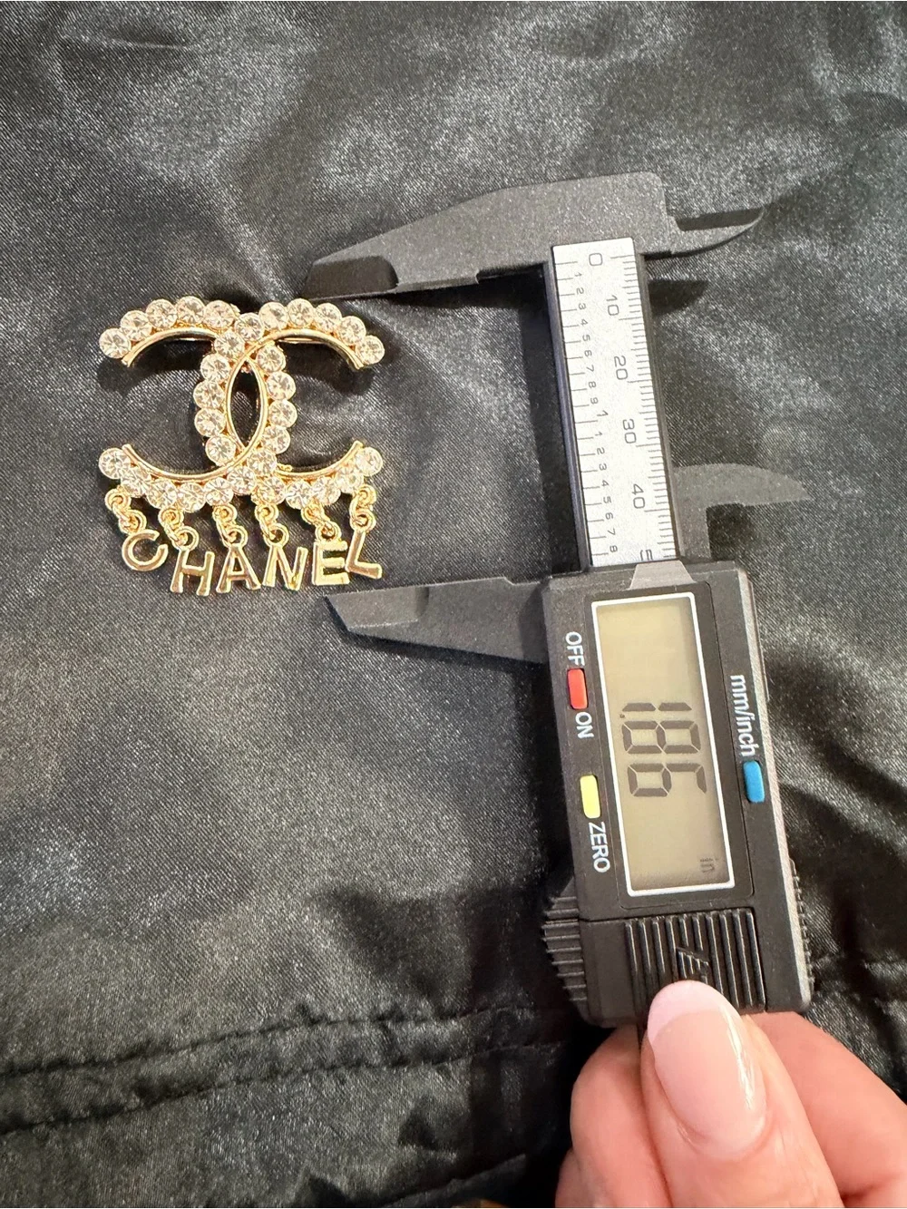 Gold Crystal Double Letter Statement Dangle Brooch Pin | Rhinestone Fashion